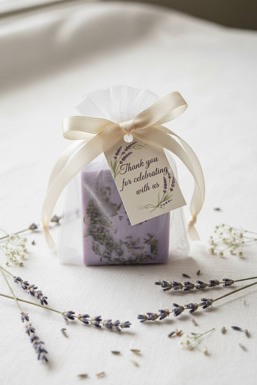 Lavender Wedding Favor in Organza Bag